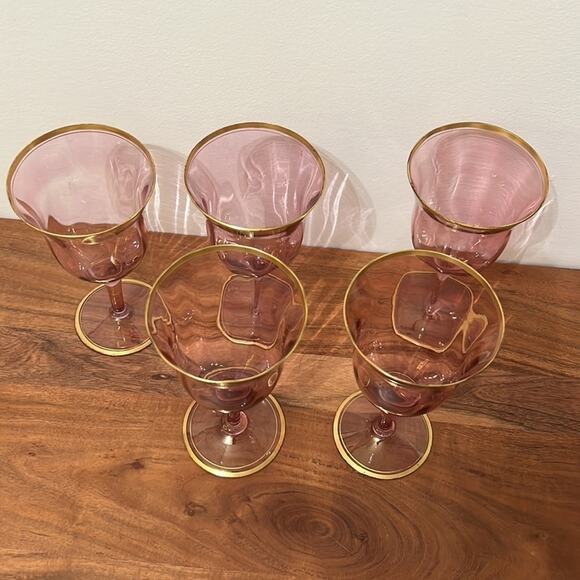 Regal Crystal Amethyst Stemware - 5 goblets with gilded around lip and foot 7" - Picture 5 of 10